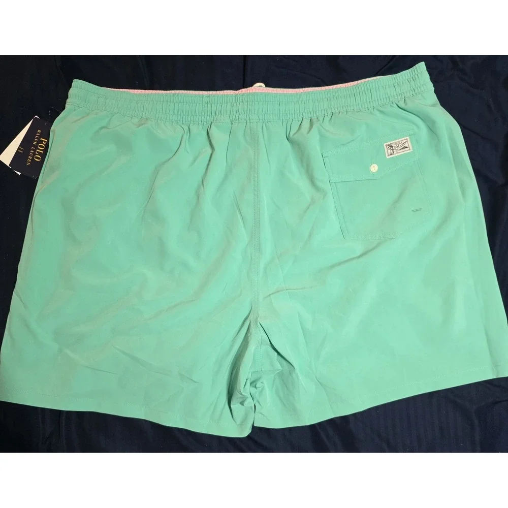 Polo Ralph Lauren Aqua Green Pink Stretch Swim Trunks Board Short Men's Size 4XB